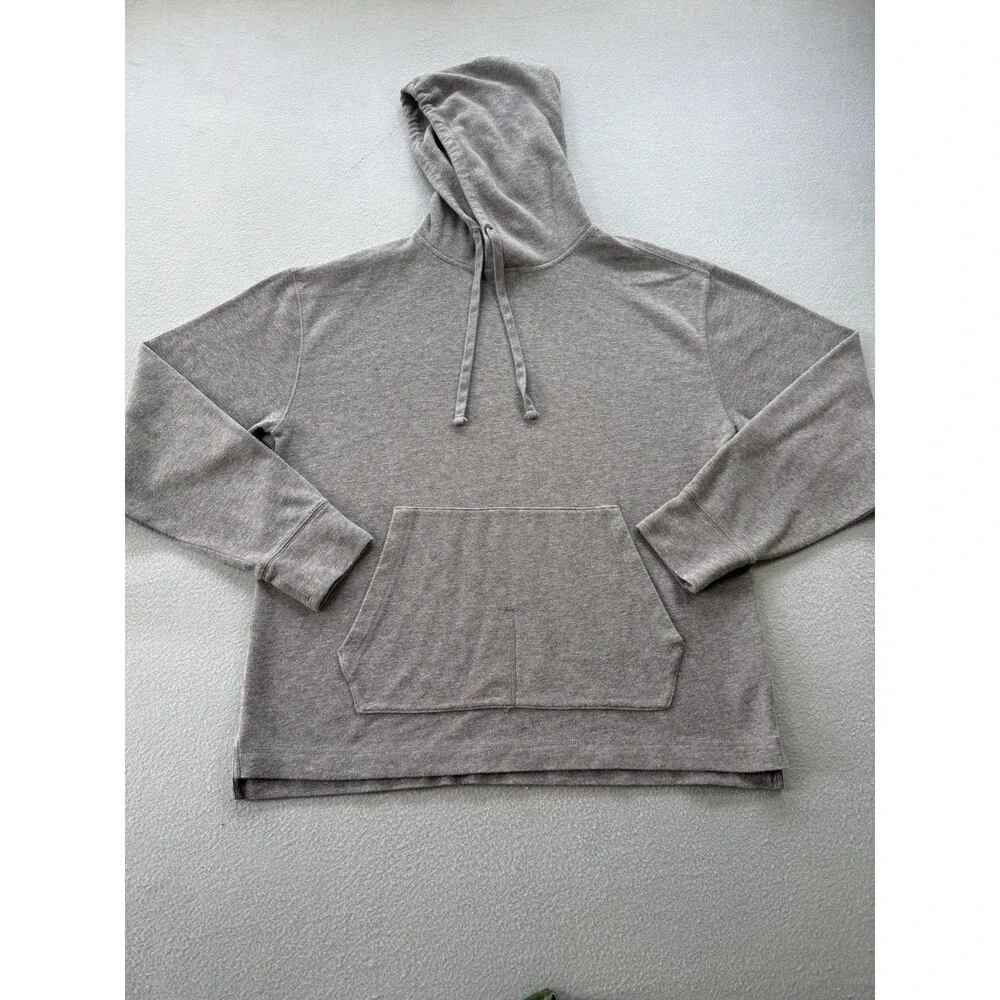 Banana Republic Mens M Gray Pullover Hoodie Sweatshirt Kangaroo Pocket Cotton